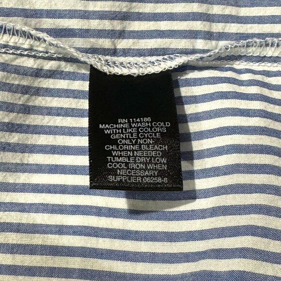 Liz Claiborne Career Blouse Striped and Lace Bell Sleeves - Picture 4 of 4